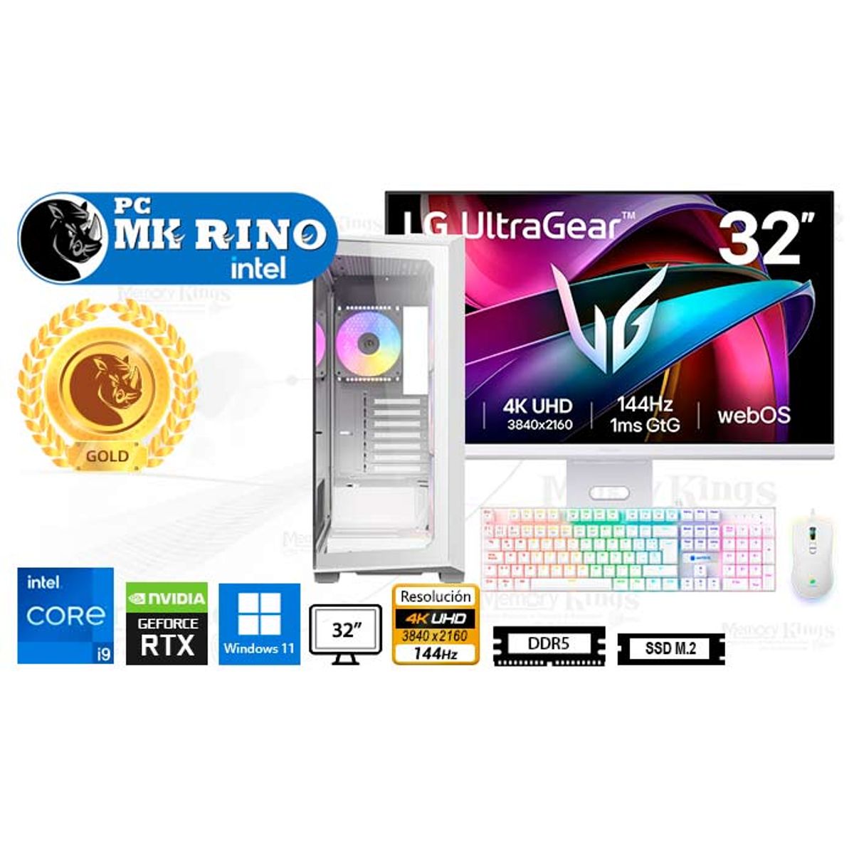 INTEL - Computadora Intel Core i3-12100F 16GB 500GB SSD 27" GT 710 2GB Windows 11 Pro
