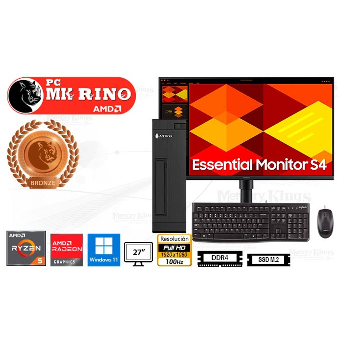 INTEL - Computadora Intel Core Ultra 7 265F 16GB 512GB SSD 24" RTX 3050 6GB Windows 11 Pro