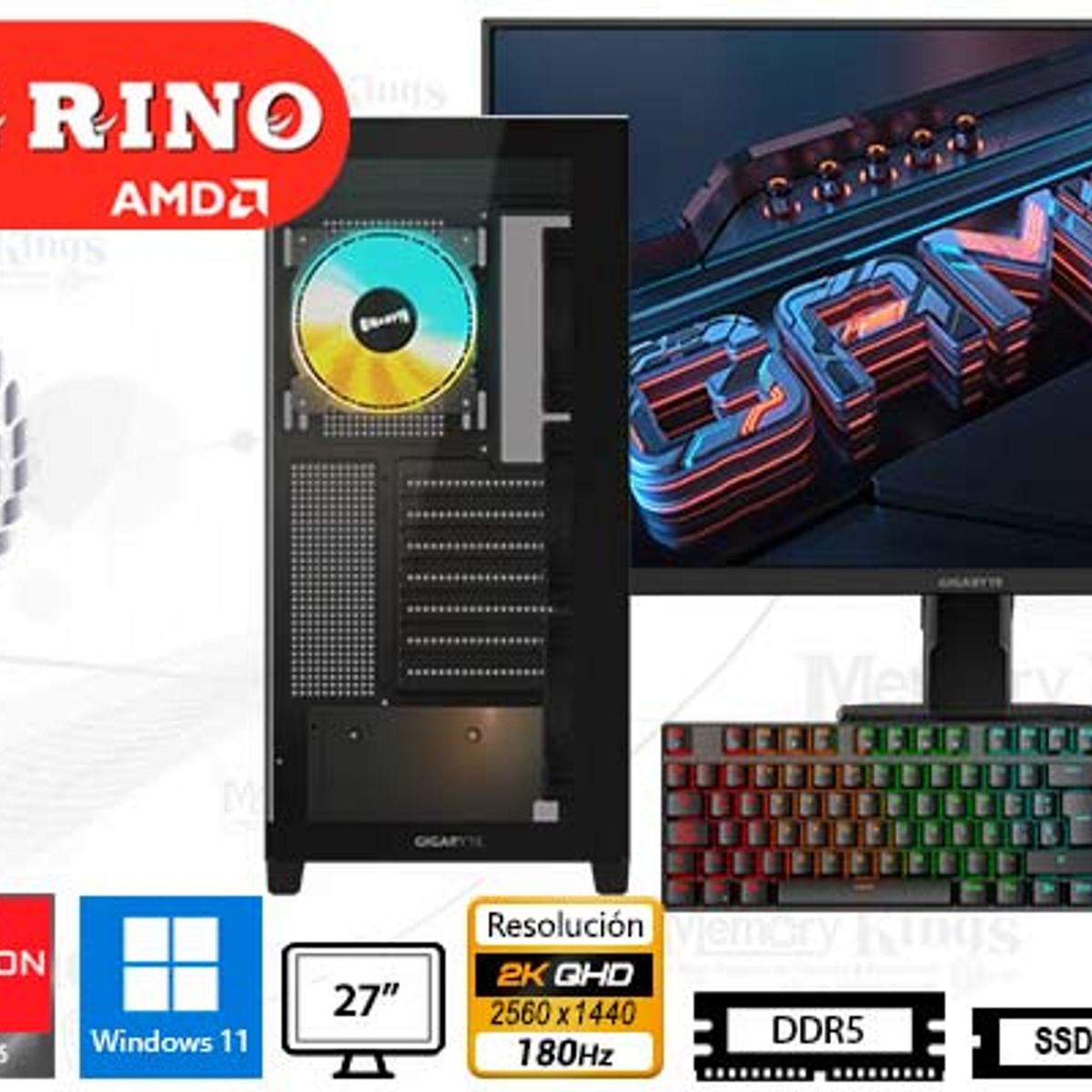 INTEL - Computadora Intel Core i3-12100F 16GB 512GB SSD 22" GT 710 2GB Windows 11 Pro