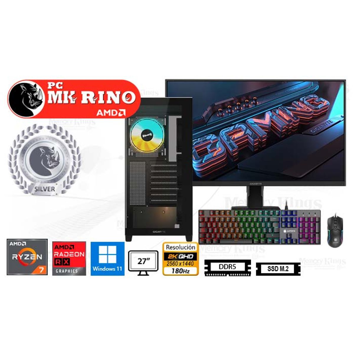 INTEL - Computadora Intel Core i3-12100F 16GB 512GB SSD 22" GT 710 2GB Windows 11 Pro