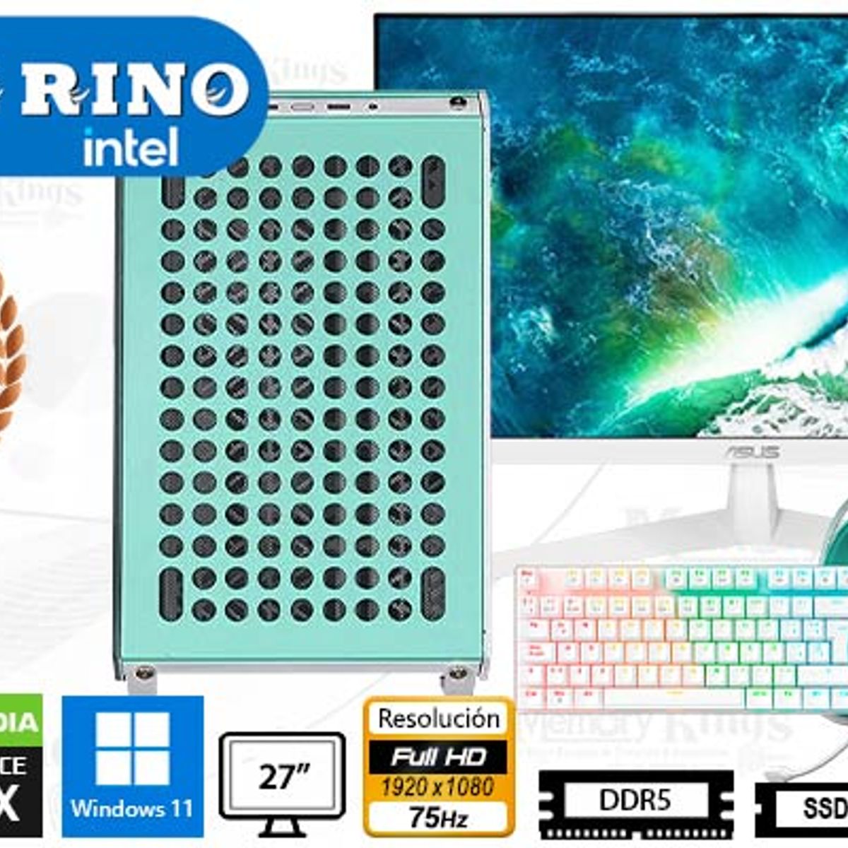 INTEL - Computadora Intel Core i7-12700F 16GB 512GB SSD 27" RTX 3050 6GB Windows 11 Pro