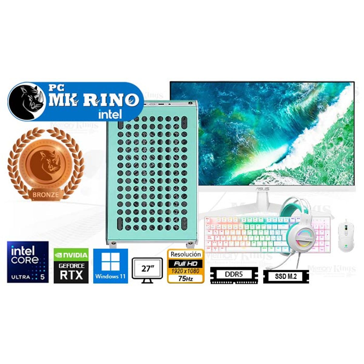 INTEL - Computadora Intel Core i7-12700F 16GB 512GB SSD 27" RTX 3050 6GB Windows 11 Pro