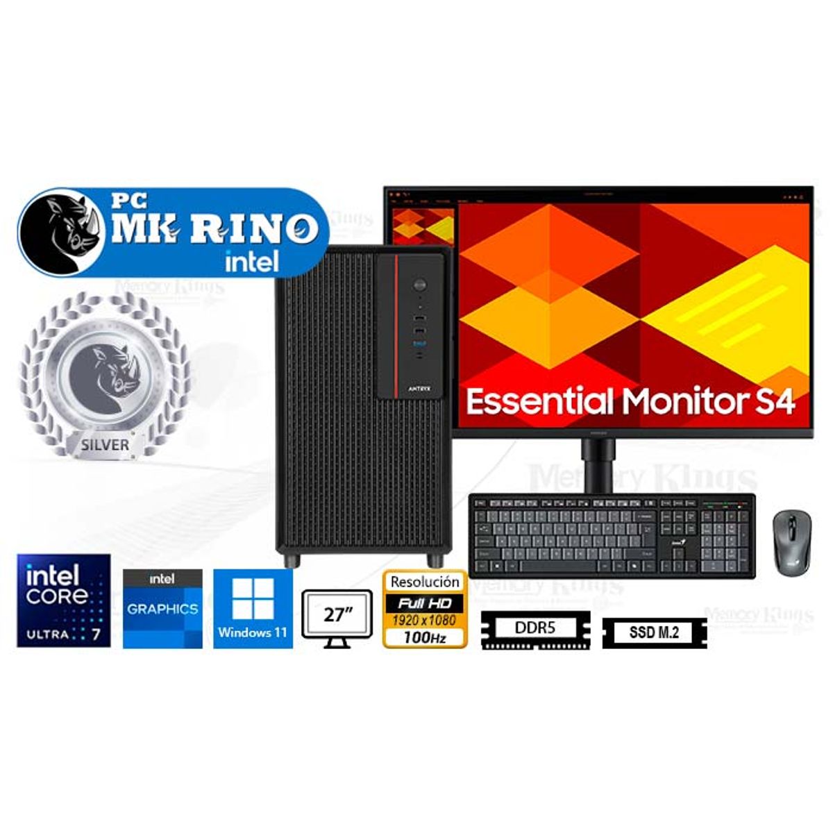 INTEL - Computadora Intel Core i7-12700 16GB 1TB SSD 27" Intel UHD 730 Windows 11 Pro