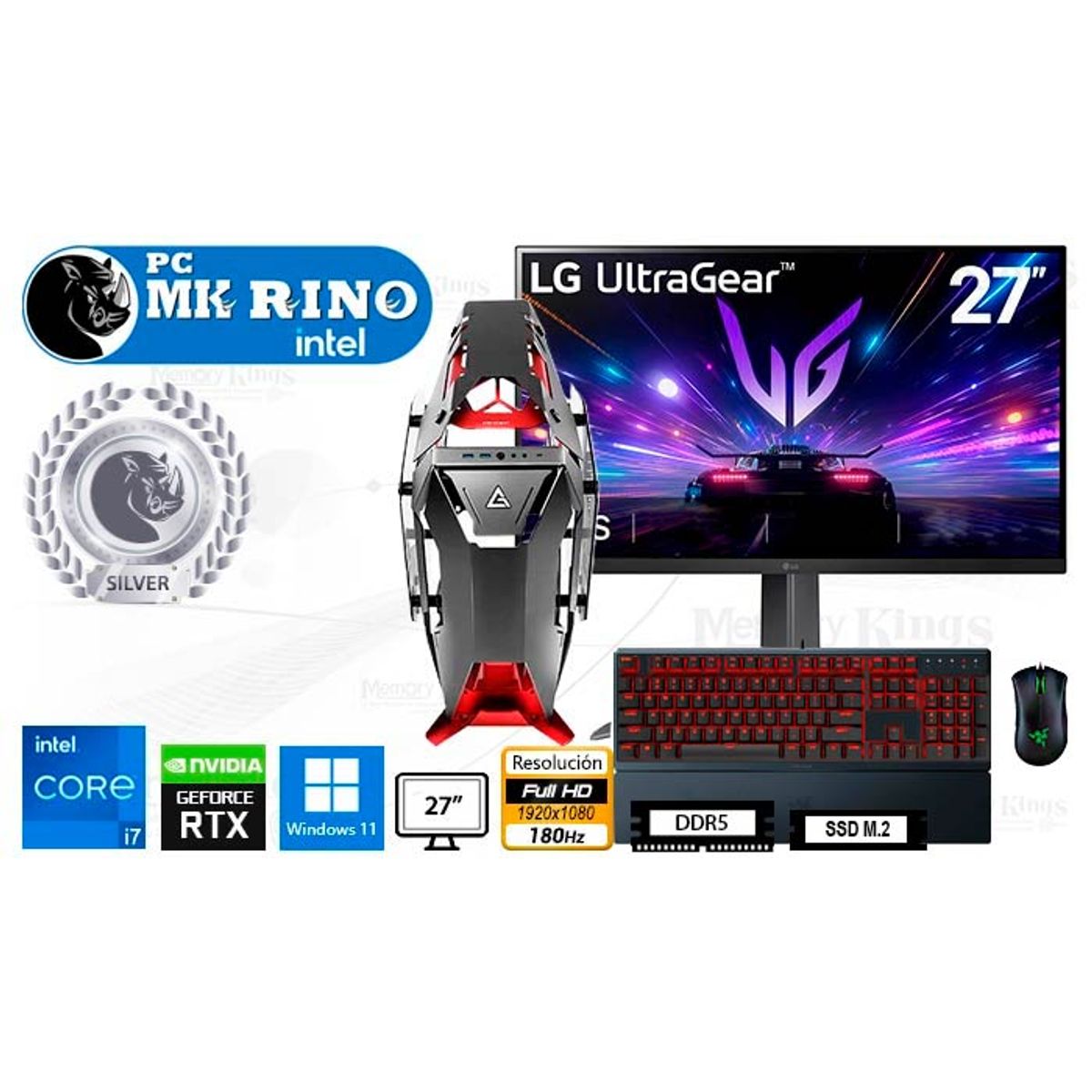 INTEL - Computadora Intel Core Ultra 7 265F 16GB 512GB SSD 27" RTX 3050 6GB Windows 11 Pro