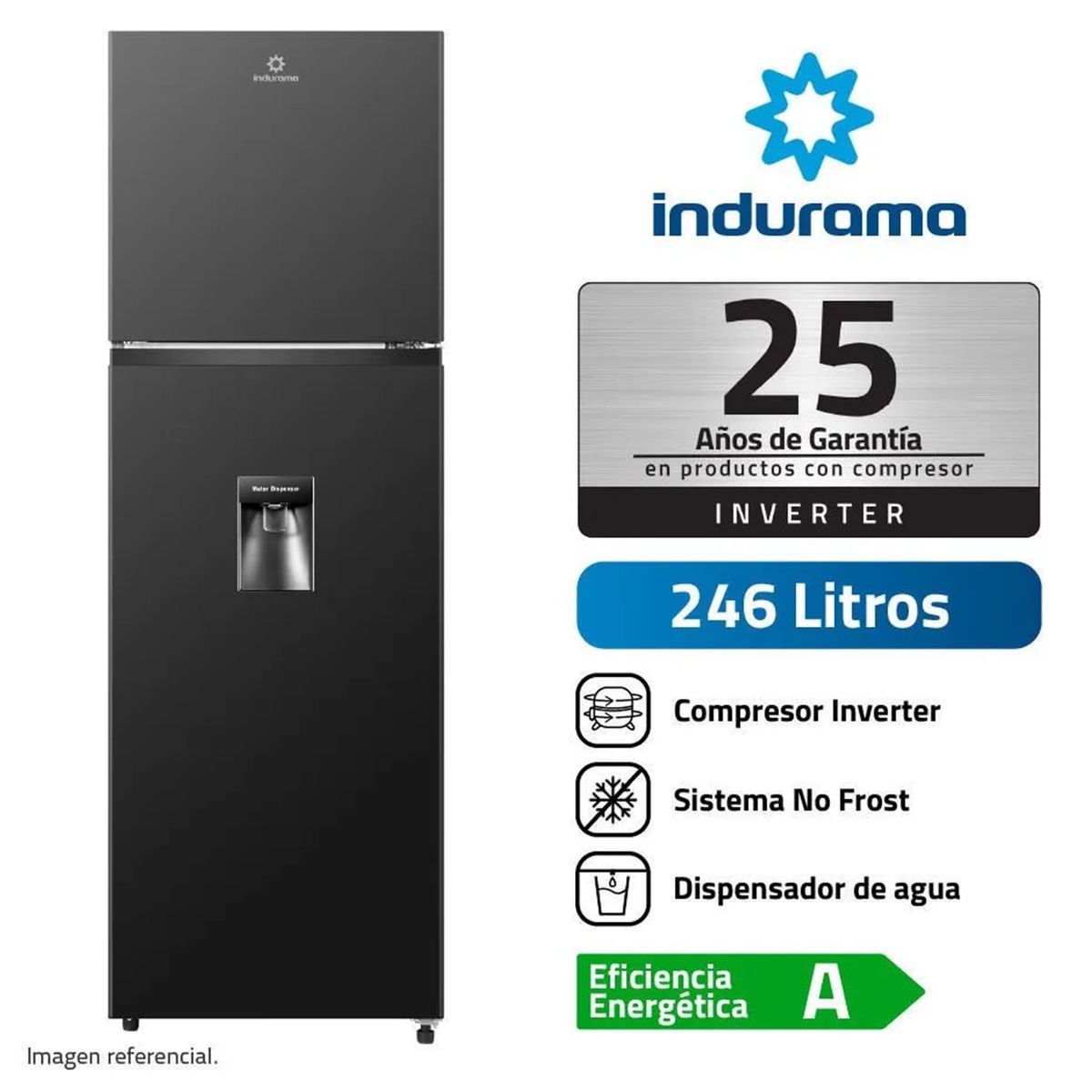 INDURAMA - Refrigeradora Indurama 246 L RI-389DNI No Frost Negro