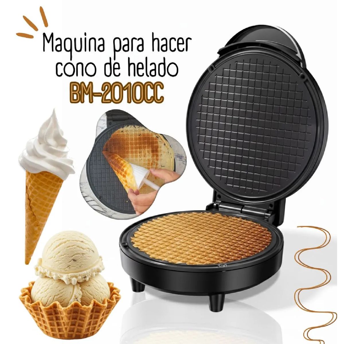 GENERICO - Máquina para Hacer Conos de Helado BM-2010CC - Negro