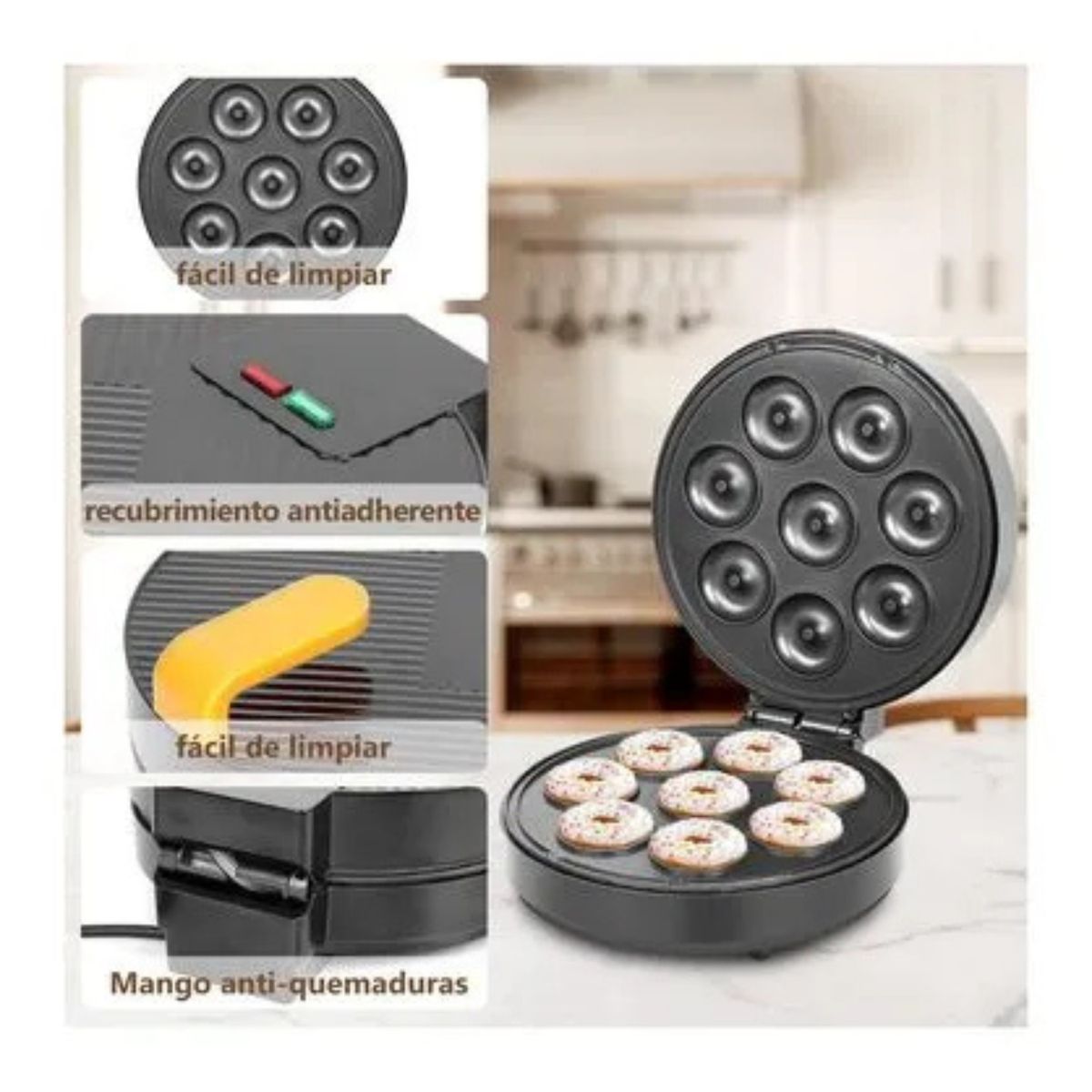 GENERICO - Máquina para hacer 8 Donas Eléctrica Antiadherente BOMA BM-551