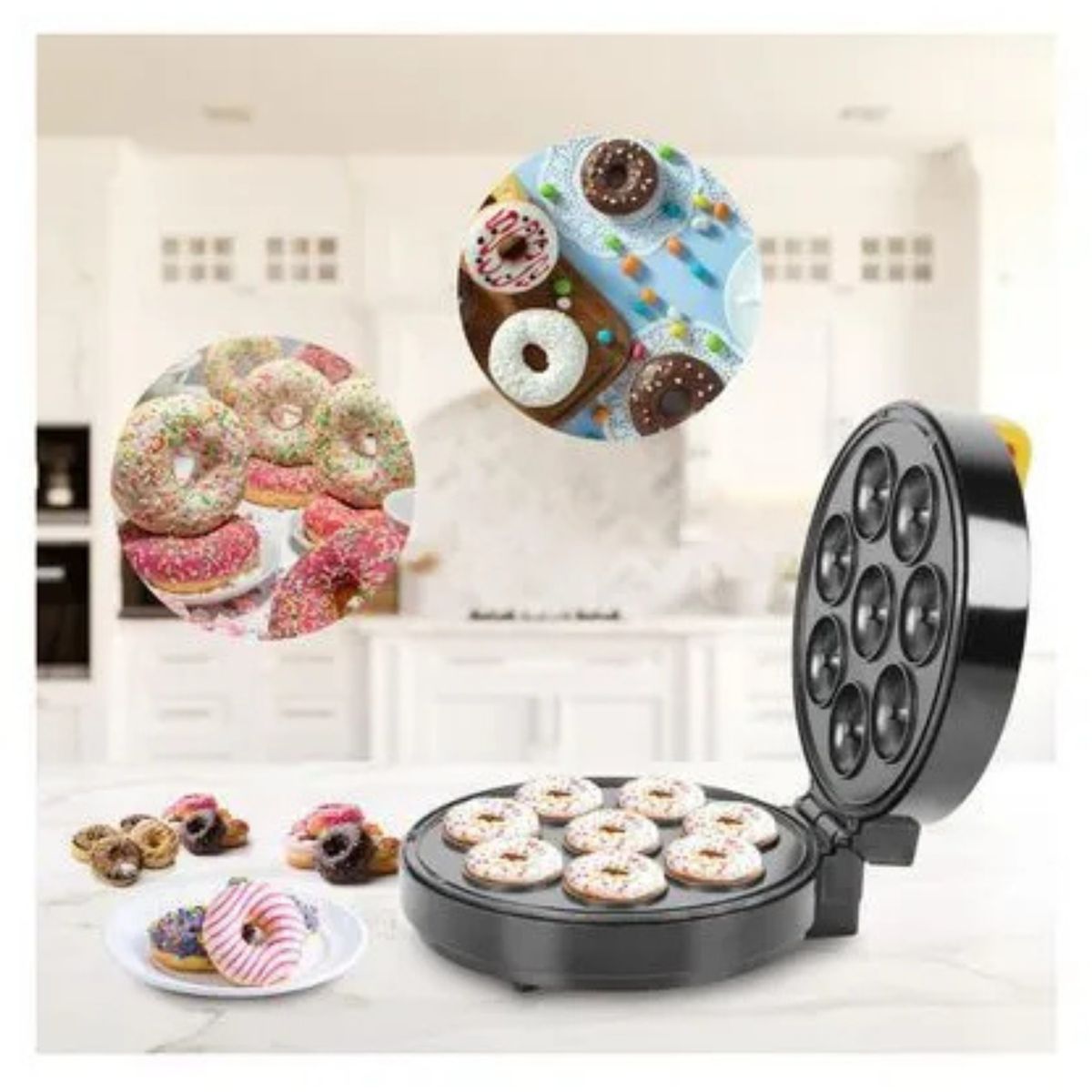 GENERICO - Máquina para hacer 8 Donas Eléctrica Antiadherente BOMA BM-551