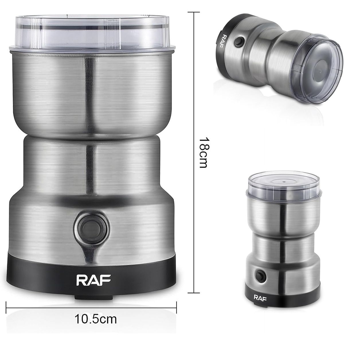 RAFF - Molinillo Eléctrico Para Café y Especias de Acero Inoxidable 300W
