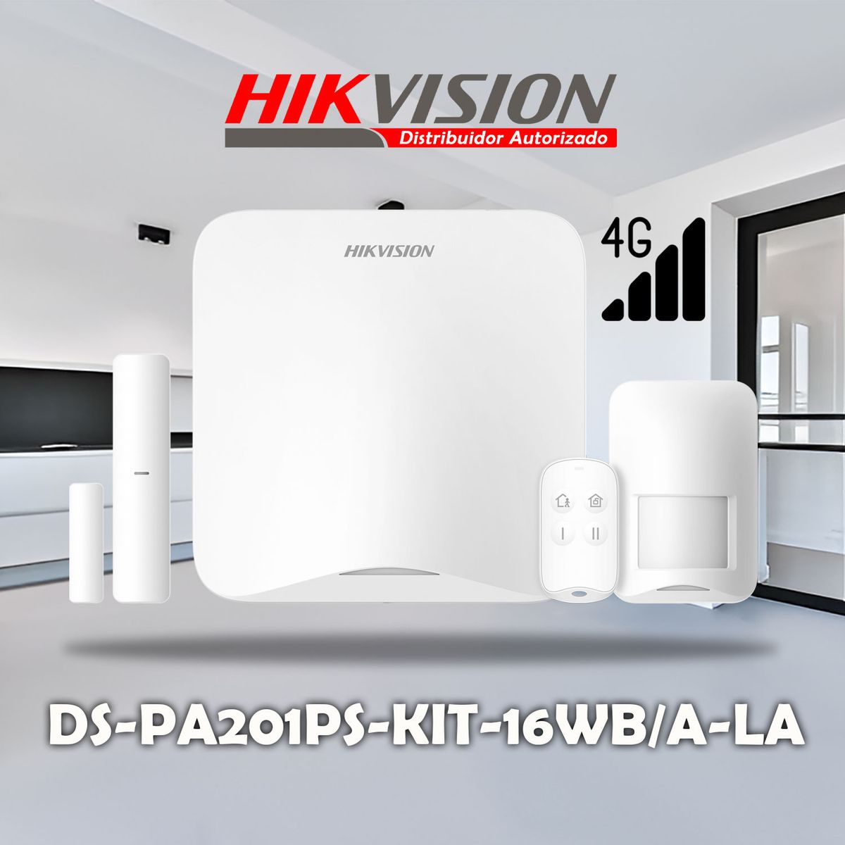 Hikvision - Kit Antirrobo AX HOME DS-PA201PS-KIT-16WBA-LA Hikvision 4G 16 Zonas Panel PIR Contacto Control