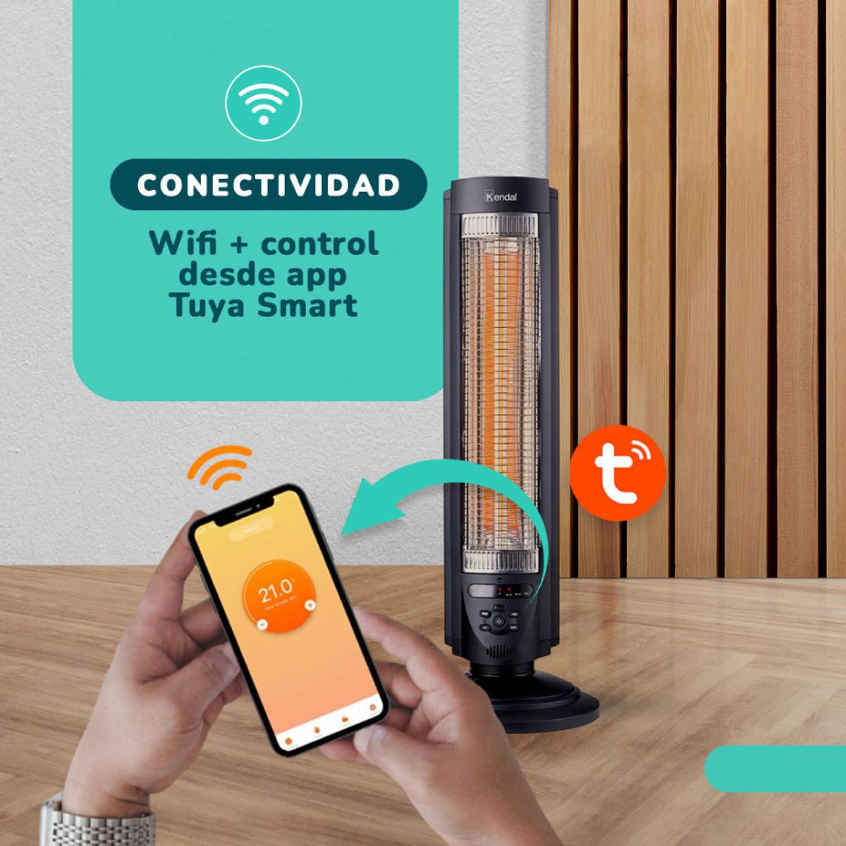 KENDAL - Estufa Eléctrica Fibra Carbono Kendal KFC-600D WIFI 700w Cobertura 14m2