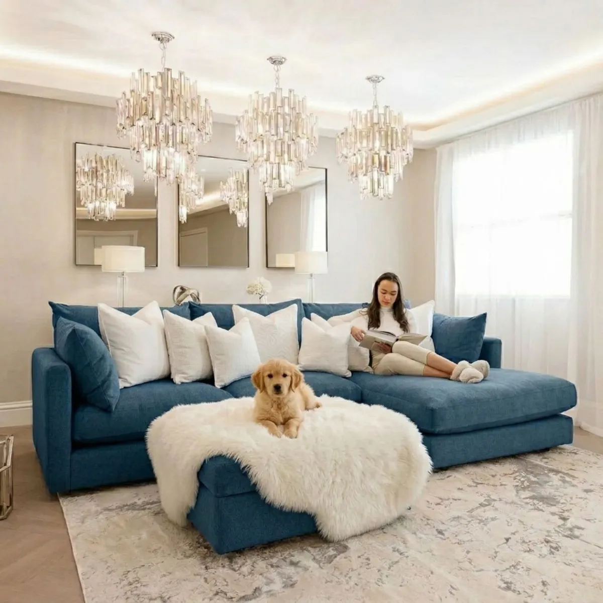 GENERICO - Seccional Liana con banqueta en tela Antifluido Petfriendly