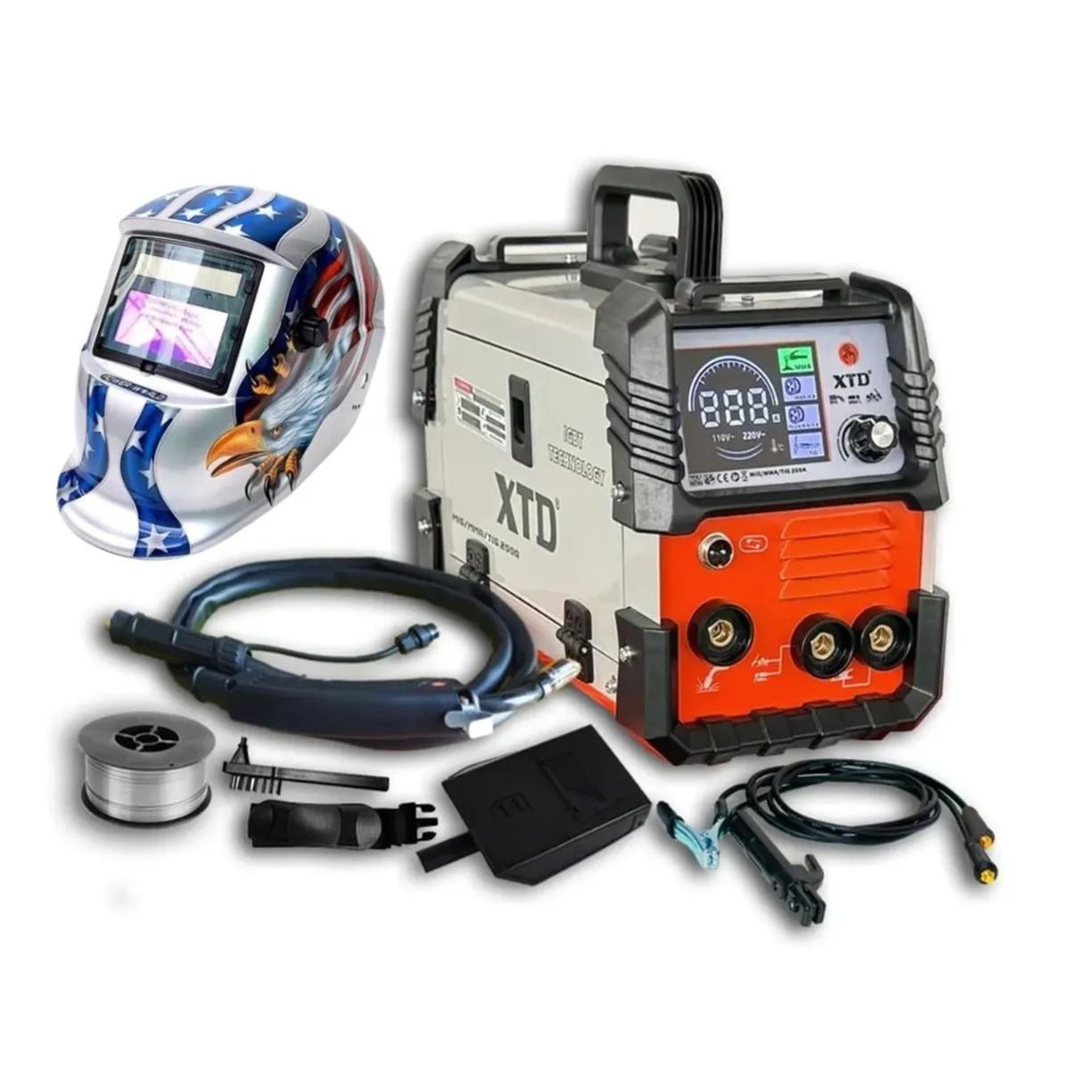 XTD - Soldadora Inversora Mig 200A XTD 3 en 1 Suelda Sin GAS + Fotosensible + Casco