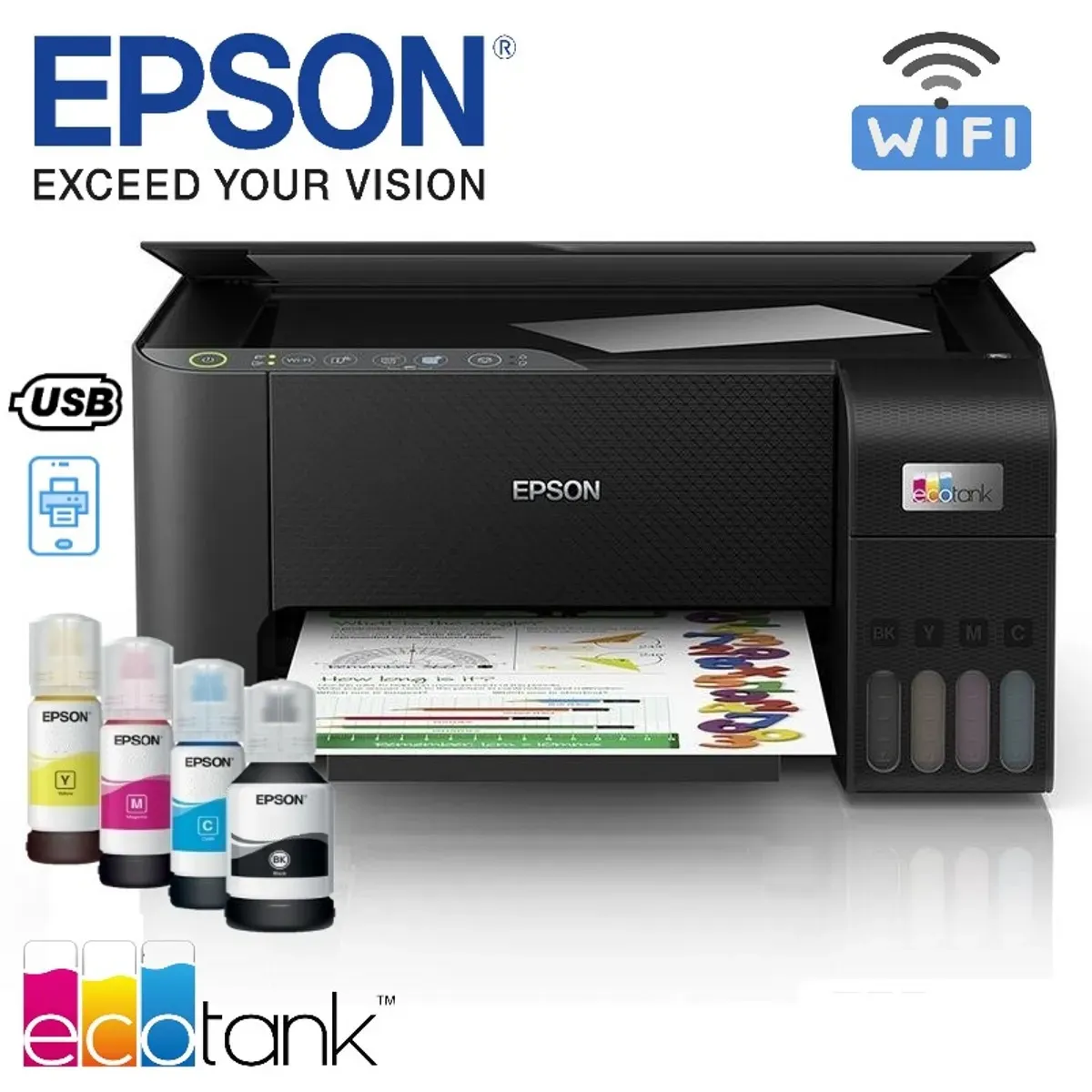 EPSON - Impresora de tinta Epson EcoTank L1250, Imprime Wiffi USB de alta velocida