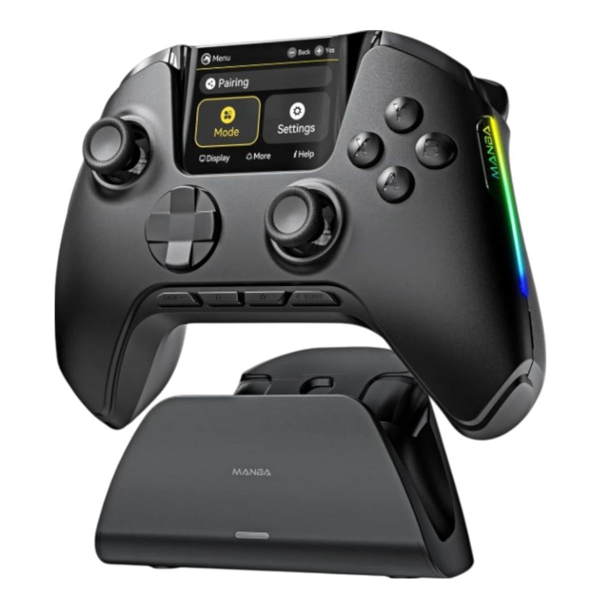 MSI - Mando Gaming Inalámbrico ManbaOne Negro RGB Pantalla Interactiva Multiplataforma 1800mAh