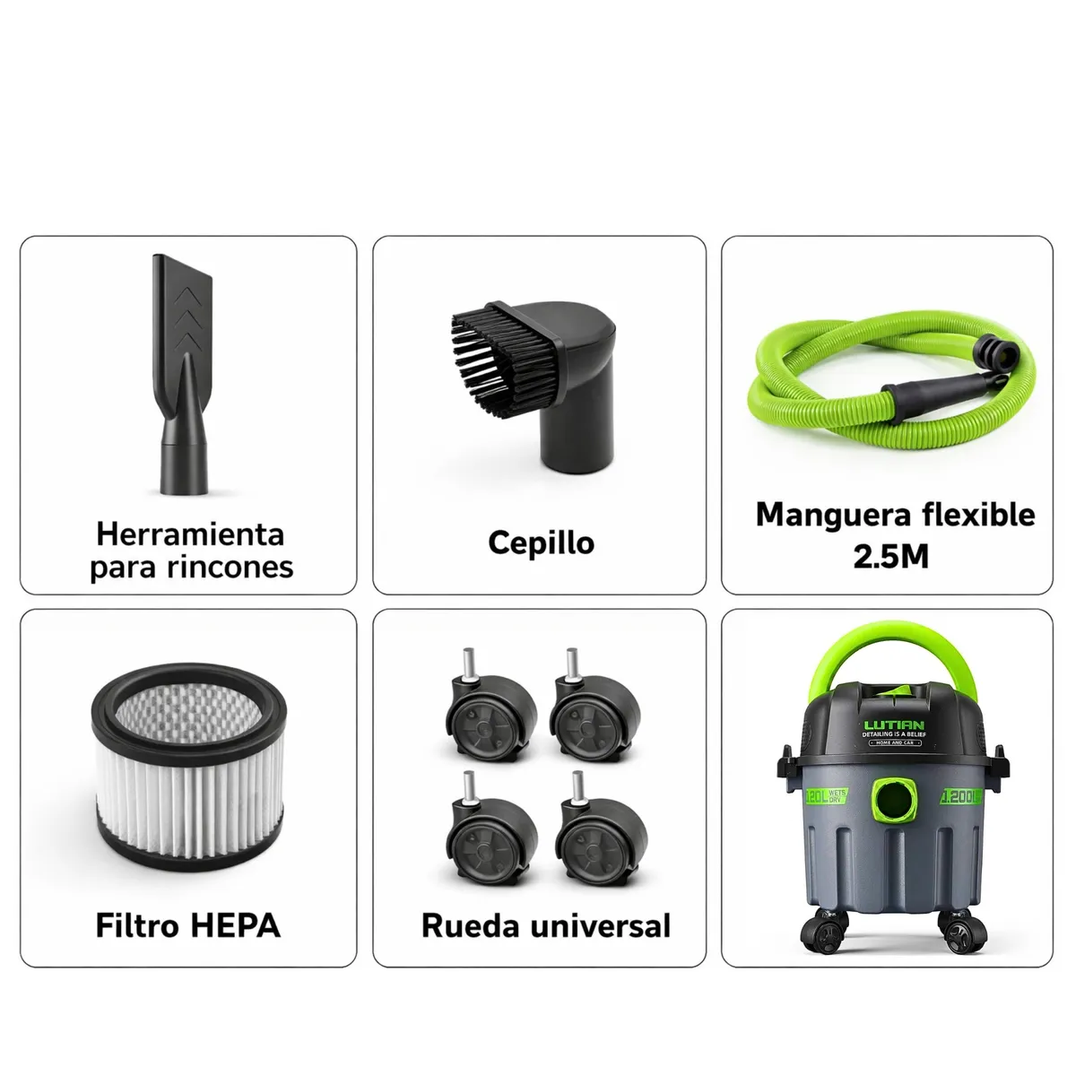 GENERICO - Aspiradora y sopladora de polvo y liquido 1200W 10 litros LITIAN LCT-1200-10