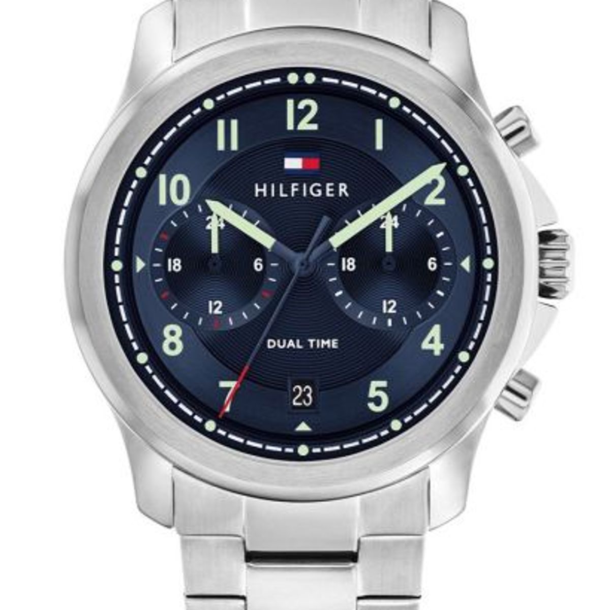 TOMMY HILFIGER - Reloj Tommy Hilfiger Hombre 1710626 Plateado Fondo Azul Acero