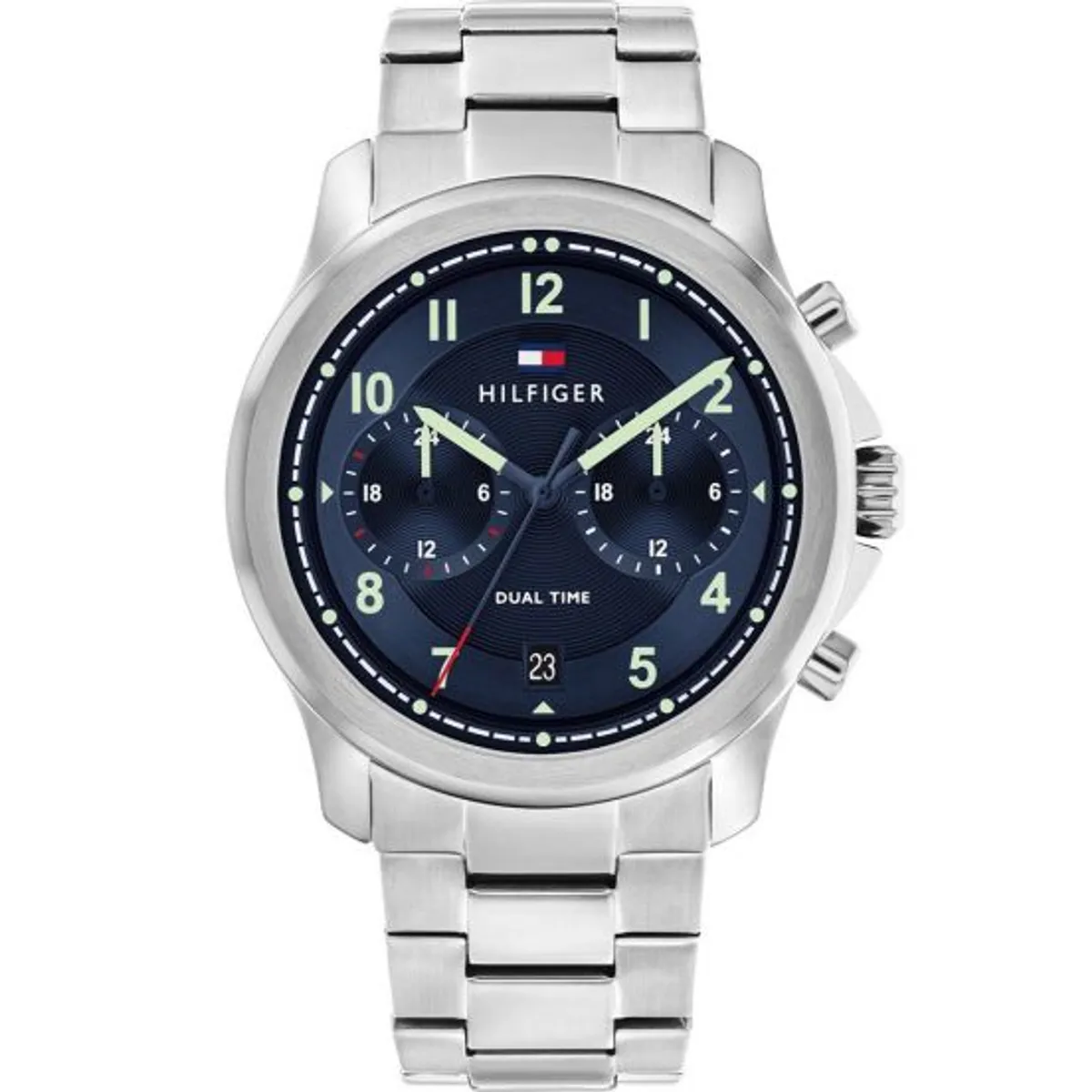 TOMMY HILFIGER - Reloj Tommy Hilfiger Hombre 1710626 Plateado Fondo Azul Acero