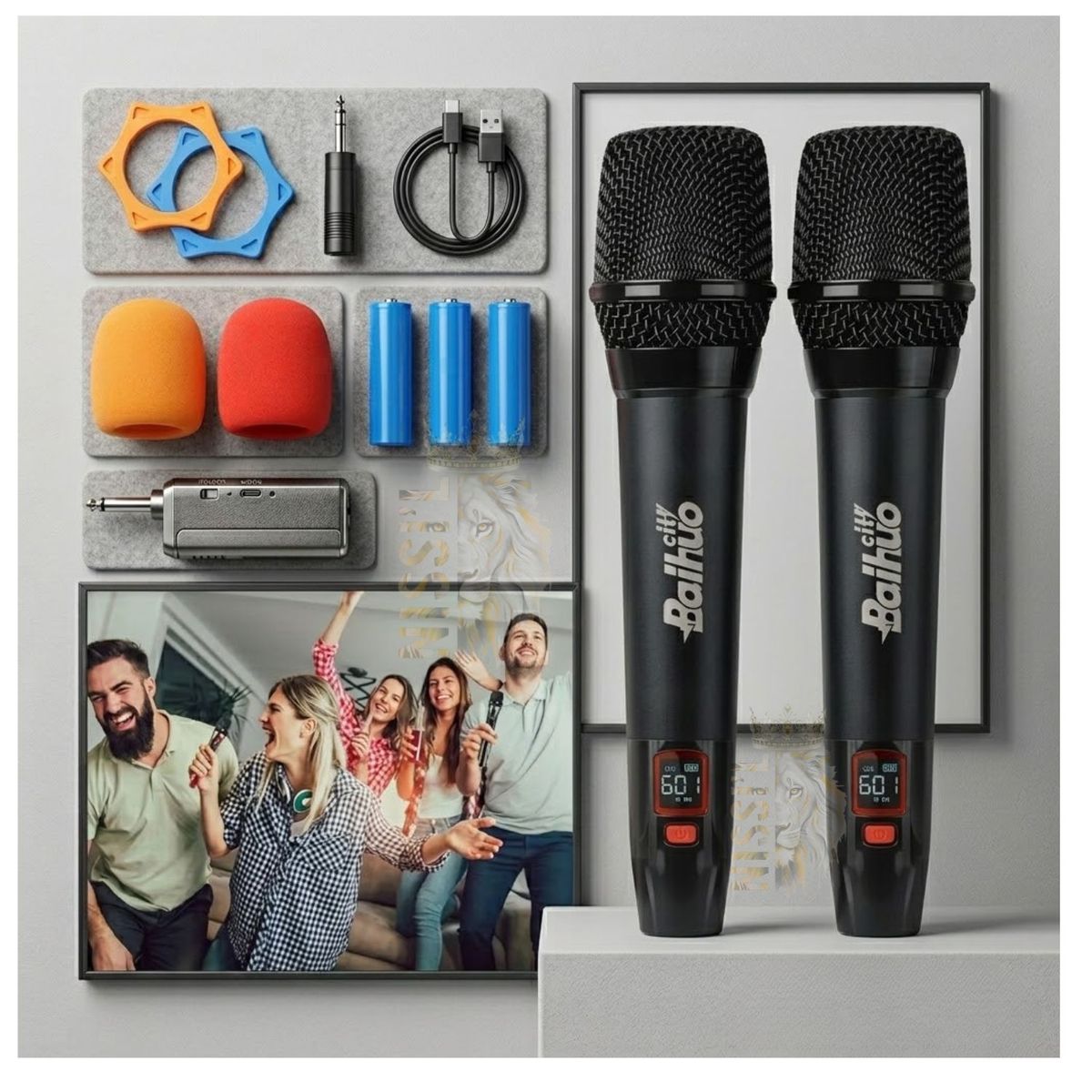 ROHS - KIT DE 2 MICROFONOS KARAOKE INALAMBRICO RECARGABLE PRO
