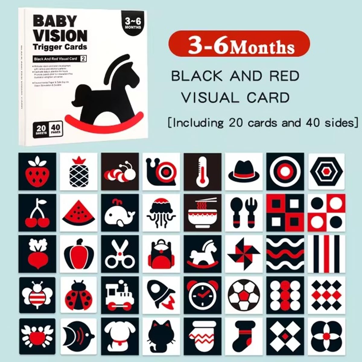 GENERICO - Tarjetas de estimulación visual para bebés 3-6 meses