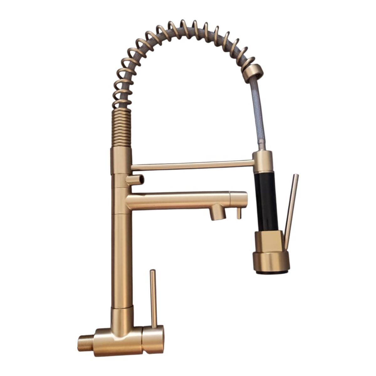 Grifo de Cocina Gourmet a la  Pared acabado Dorado Satinado Acero 304 Premium Agua Fria, marca XM - Foto Principal