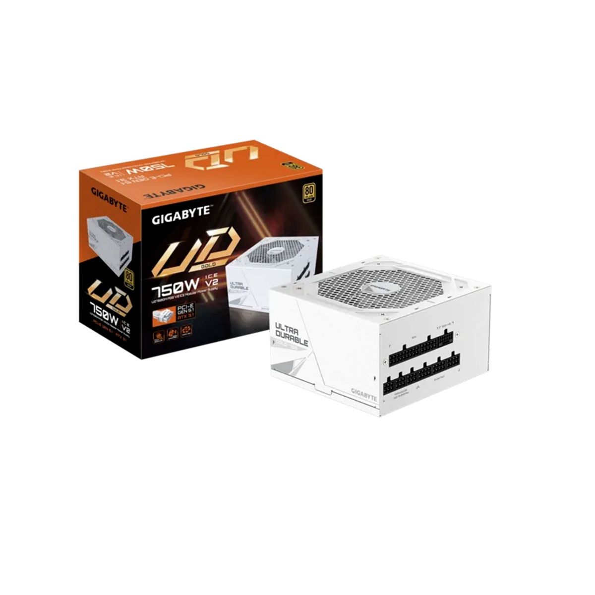 GIGABYTE - Fuente poder GIGABYTE UD750GM PG5 V2 ICE 750W 80 PLUS Gold Formato ATX Blanco