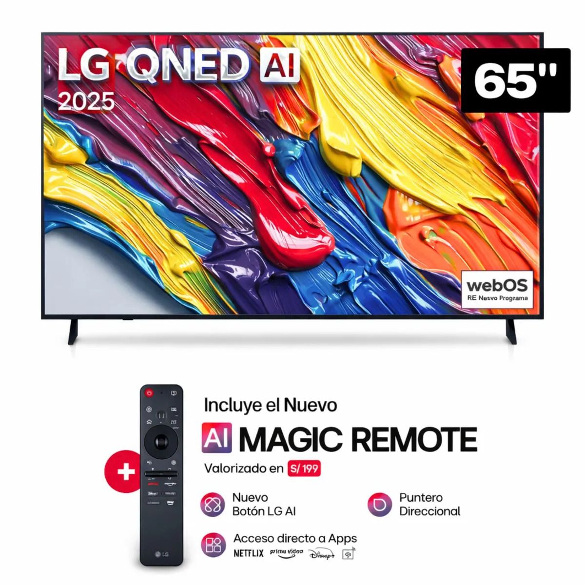 LG - TELEVISOR SMART TV LG QNED 4K 65 65QNED82ASG CON THINQ AI