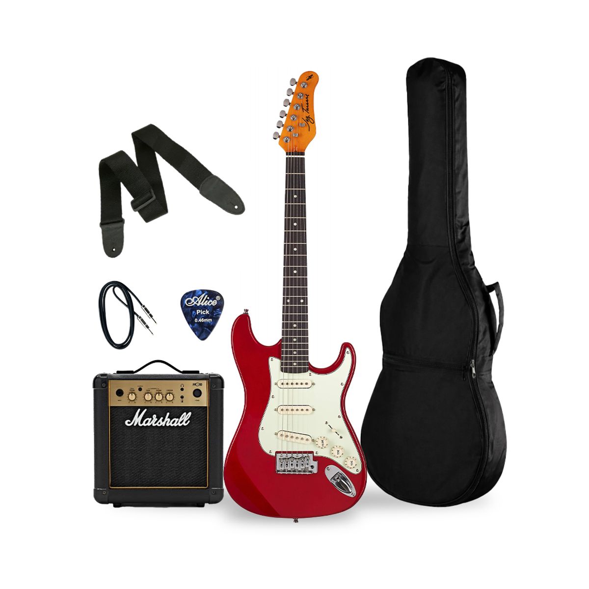 JAY TURSER - PACK GUITARRA ELECTRICA 02 JAY TURSER JT-30-MRD-A-U; MARSHALL MG10 AMPLIFICADOR DE 10W; ACCESORIOS