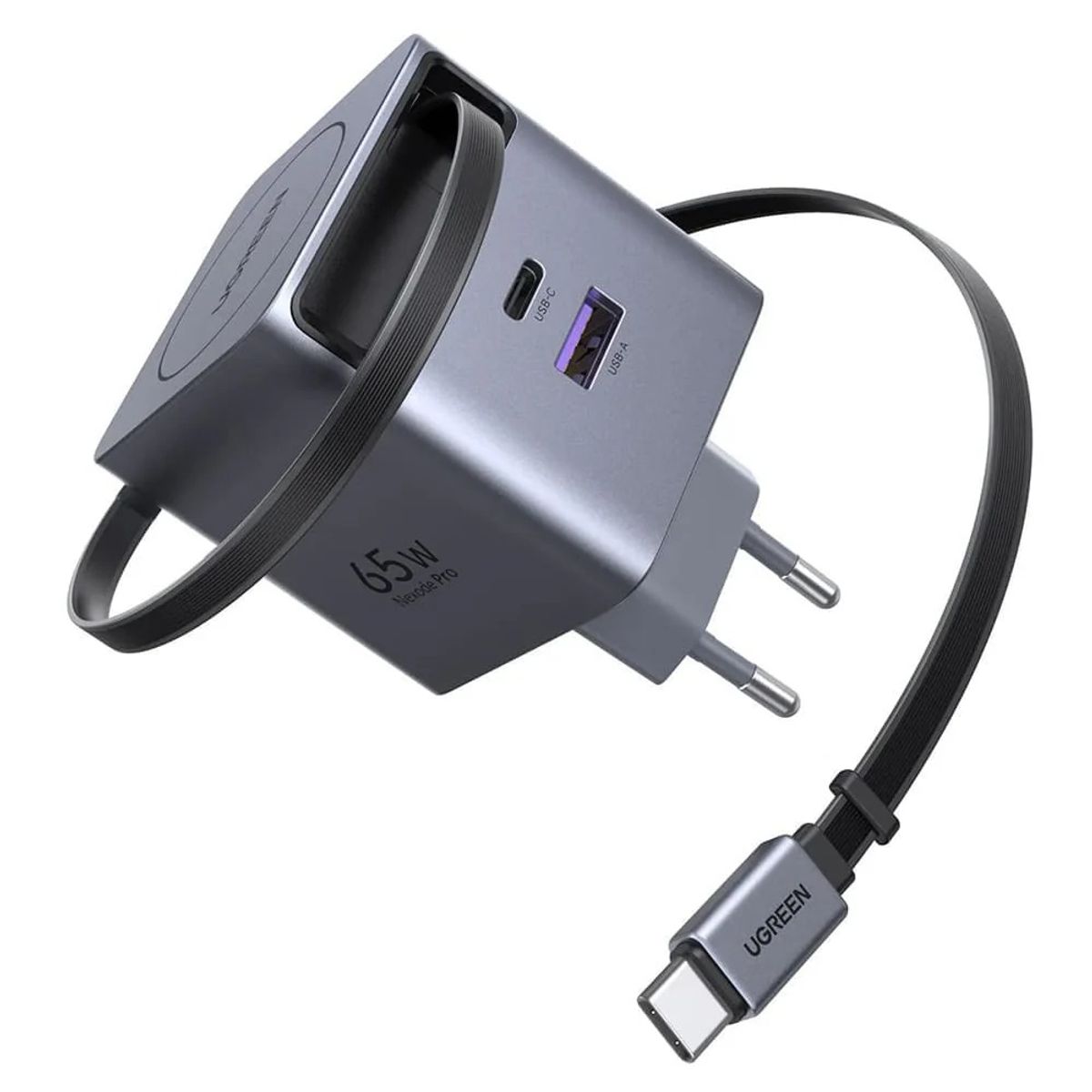 UGREEN - Ugreen Nexode Pro Cargador GaN 65W USB C Cable Retractil Carga Rapida X615 65824