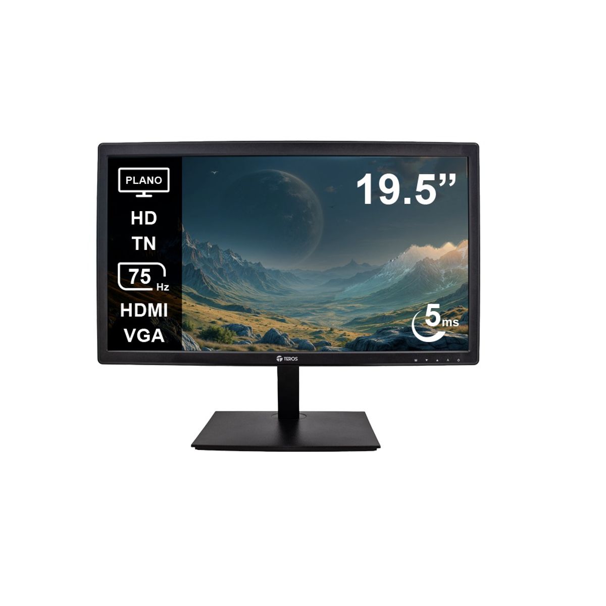 TEROS - Monitor TEROS TE-1916S 19.5 Pulg HD TN 75 Hz 5ms HDMI VGA AUDIO OUT Parlantes