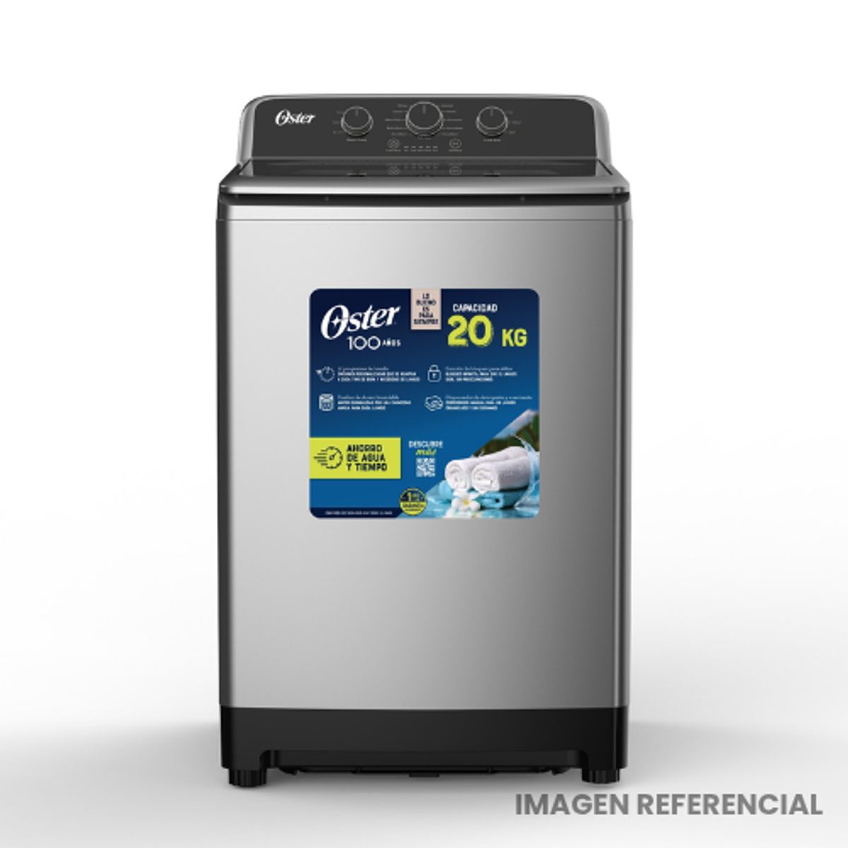 OSTER - Lavadora Oster Carga Superior 20kg OS-PWSMDW201S Silver