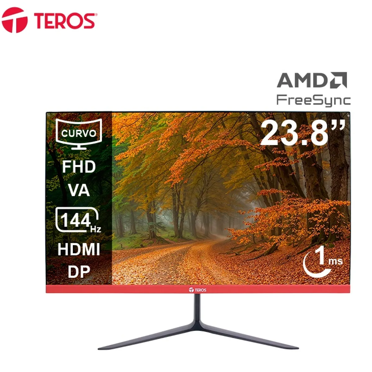 TEROS - Monitor Curvo Teros TE-2403S, 144HZ, 1MS, HDMI, Pantalla 23.8 FHD VA