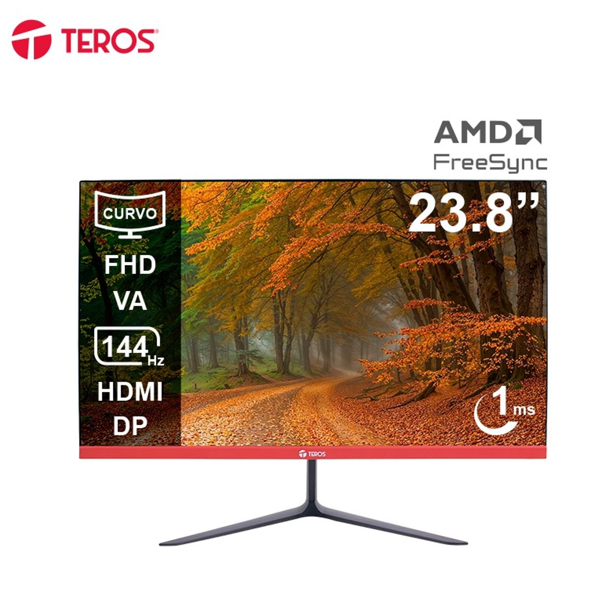TEROS - Monitor Curvo Teros TE-2403S, 144HZ, 1MS, HDMI, Pantalla 23.8 FHD VA