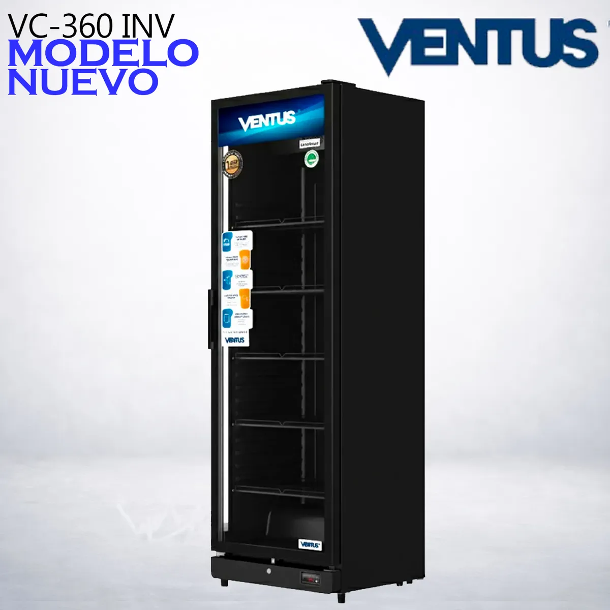 VENTUS - VISICOOLER INVERTER NEGRO 1 PTA 360L VENTUS VC-360 INV