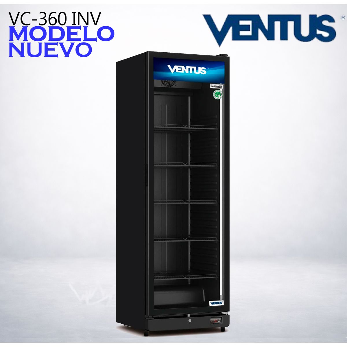 VENTUS - VISICOOLER INVERTER NEGRO 1 PTA 360L VENTUS VC-360 INV