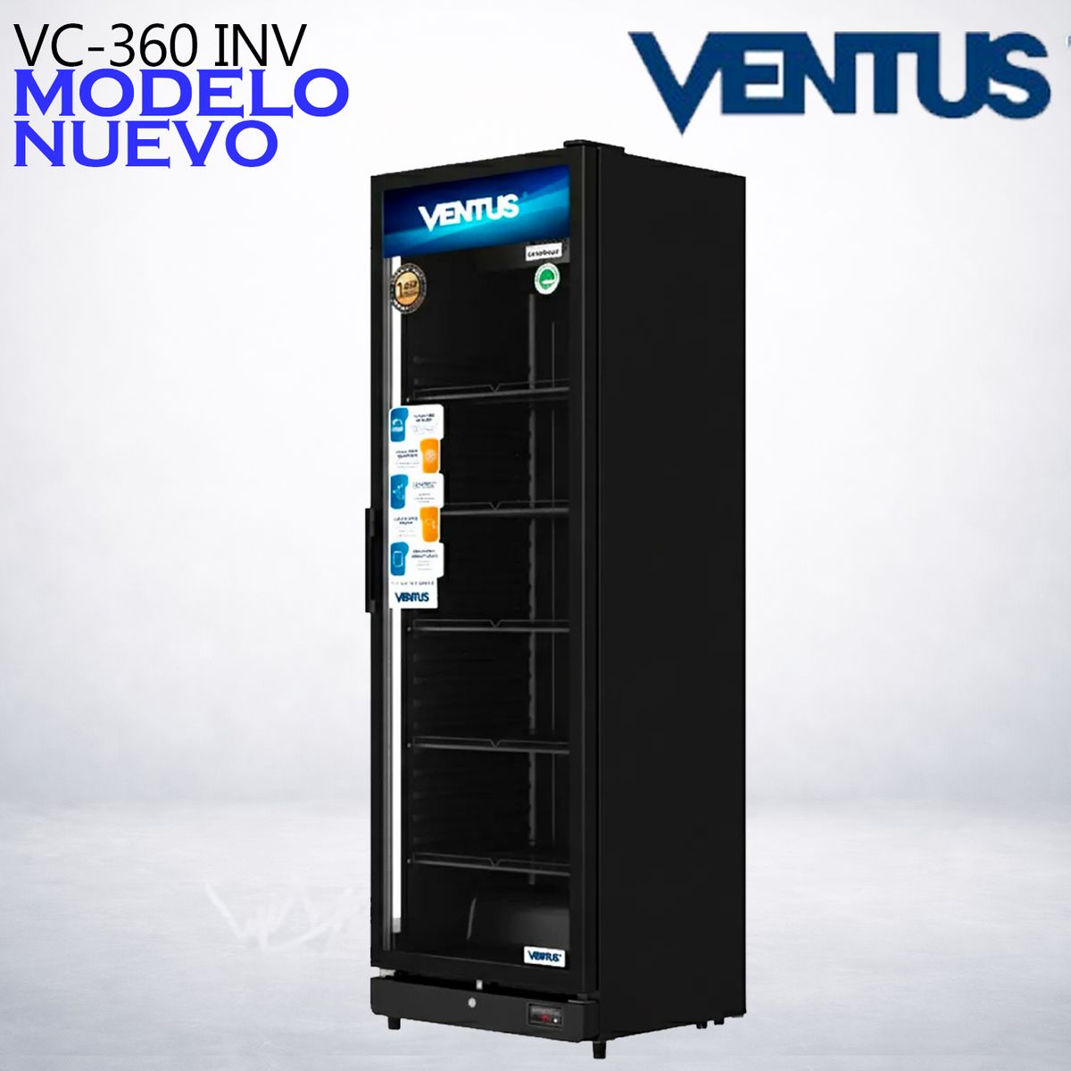 VENTUS - VISICOOLER INVERTER NEGRO 1 PTA 360L VENTUS VC-360 INV