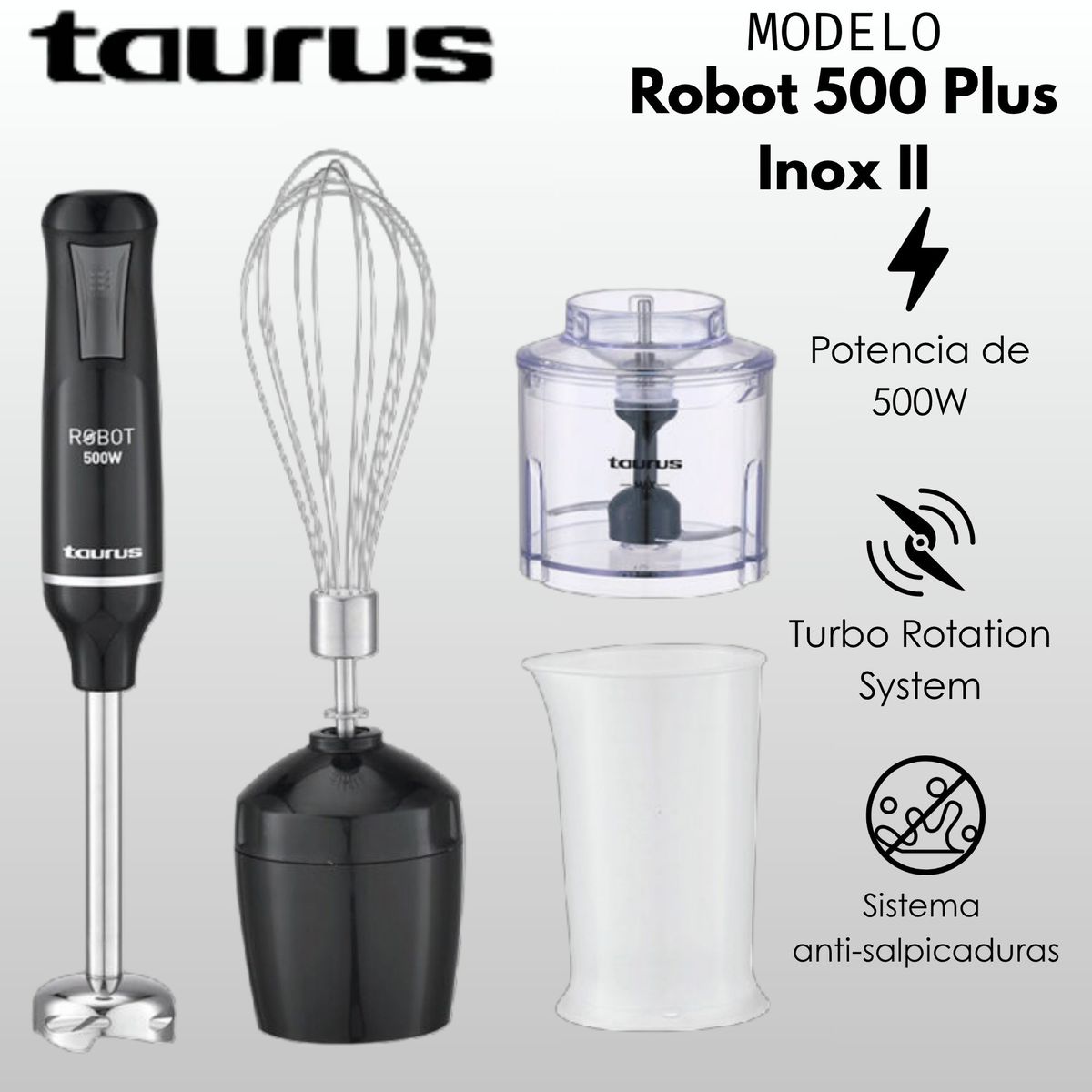 TAURUS - Batidora de Inmersion Taurus Robot 500 Plus Inox II