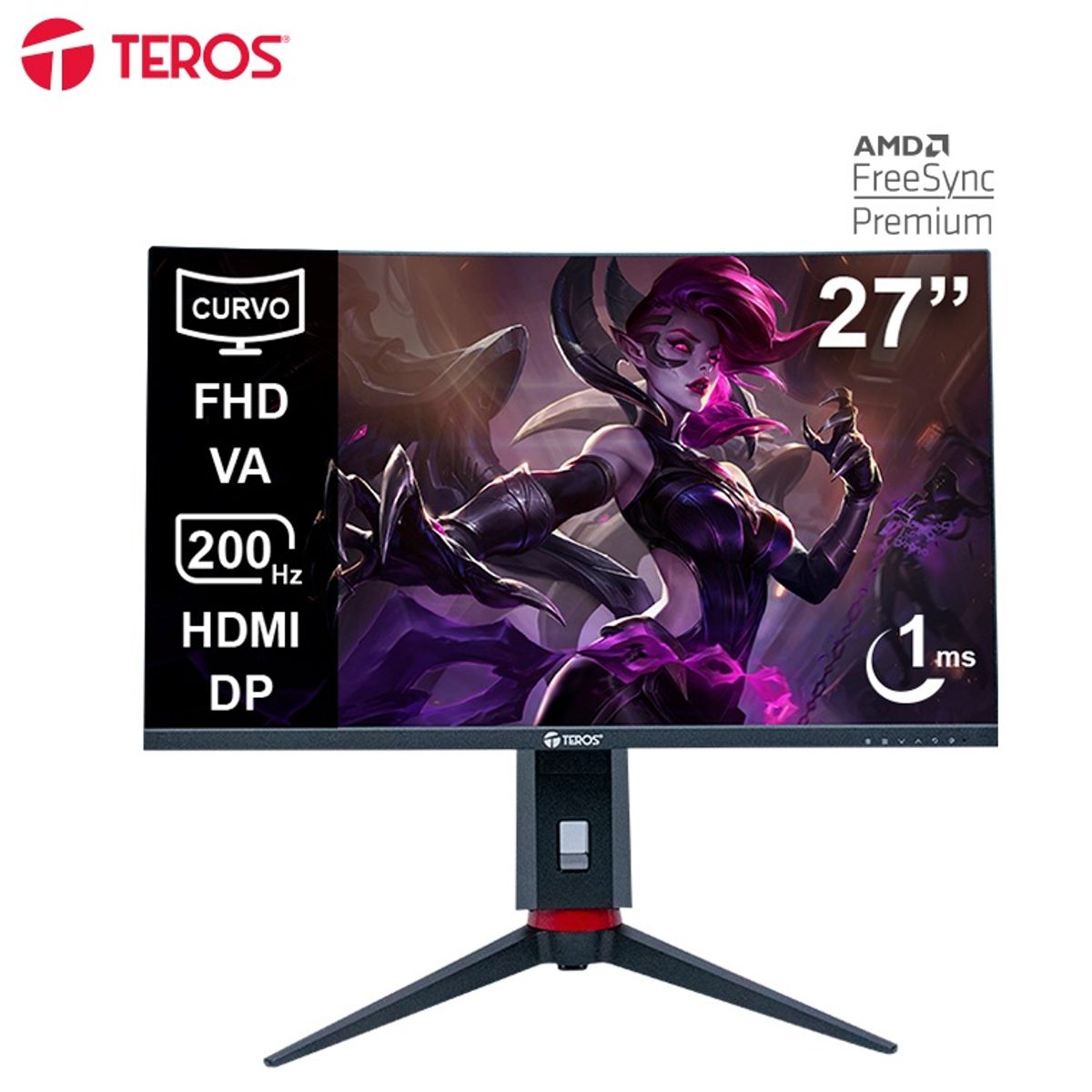 TEROS GAMING - Monitor Curvo Gaming Teros TE-2788G, Pantalla 27" FHD VA, 200 HZ, 1 MS