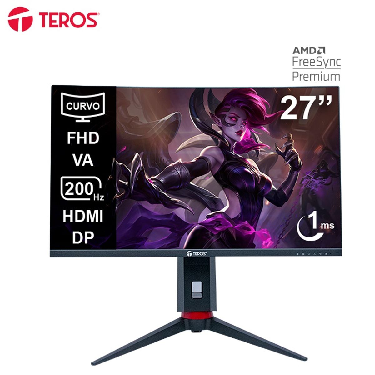 TEROS GAMING - Monitor Curvo Gaming Teros TE-2788G, Pantalla 27" FHD VA, 200 HZ, 1 MS