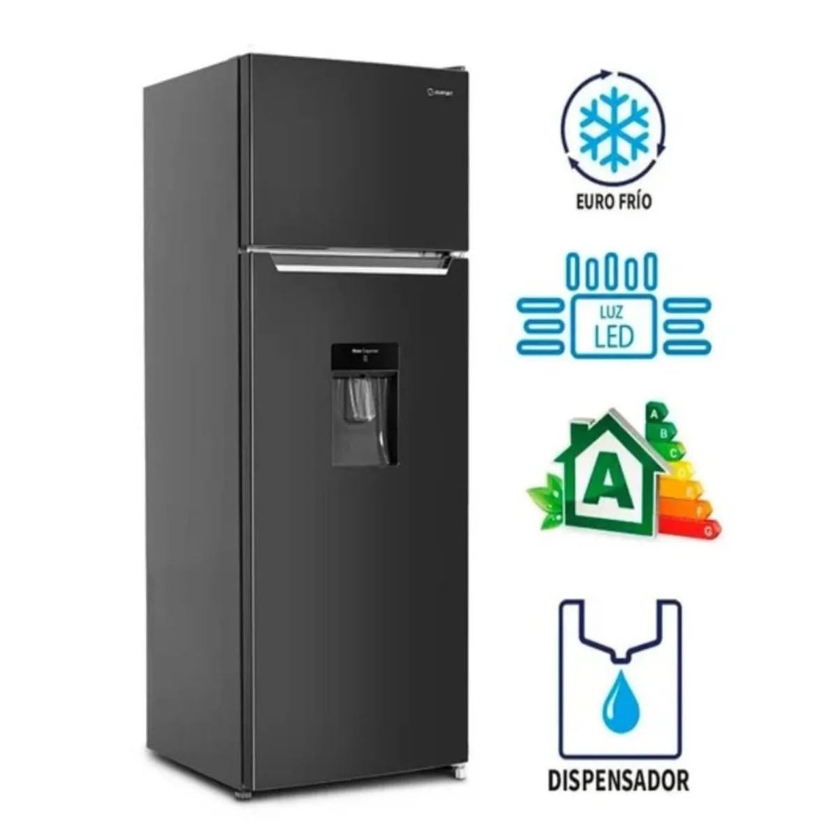 MIRAY - REFRIGERADORA MIRAY EUROFRIO 211 L CON DISP DE AGUA PLATEADO - RM-211HD