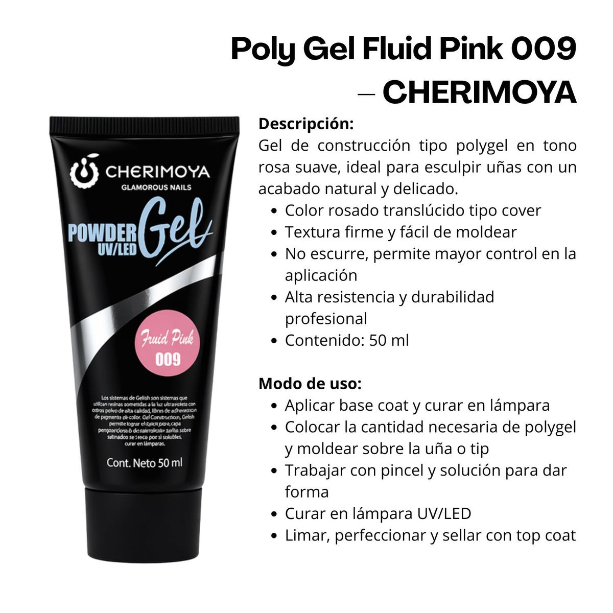 GENERICO - Poly Gel Fluid Pink 009  CHERIMOYA