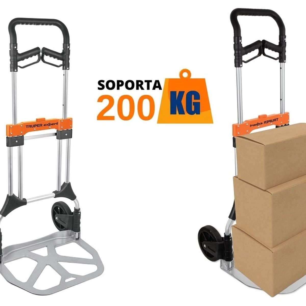 TRUPER - Carreta Plegable Diablo de Carga 200 kg de Aluminio Truper
