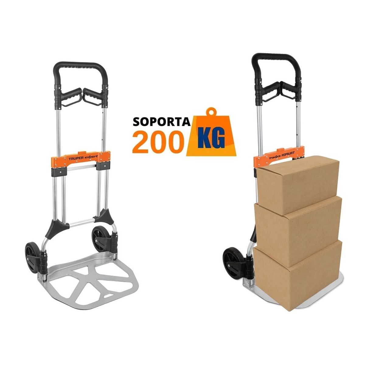 TRUPER - Carreta Plegable Diablo de Carga 200 kg de Aluminio Truper
