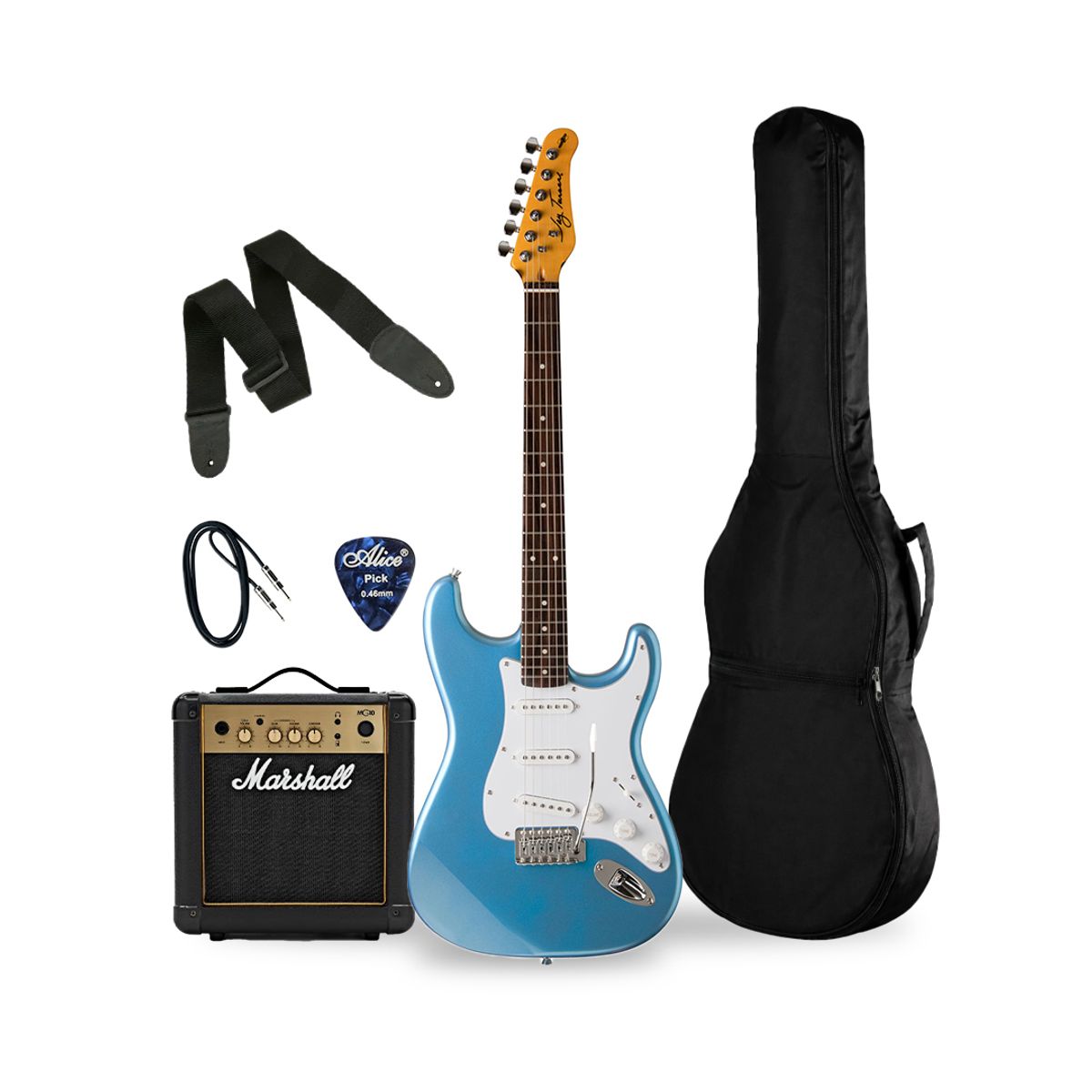 JAY TURSER - PACK GUITARRA ELECTRICA 04 JAY TURSER JT-300-LPB-A-U; MARSHALL MG10 AMPLIFICADOR 10W; ACCESORIOS