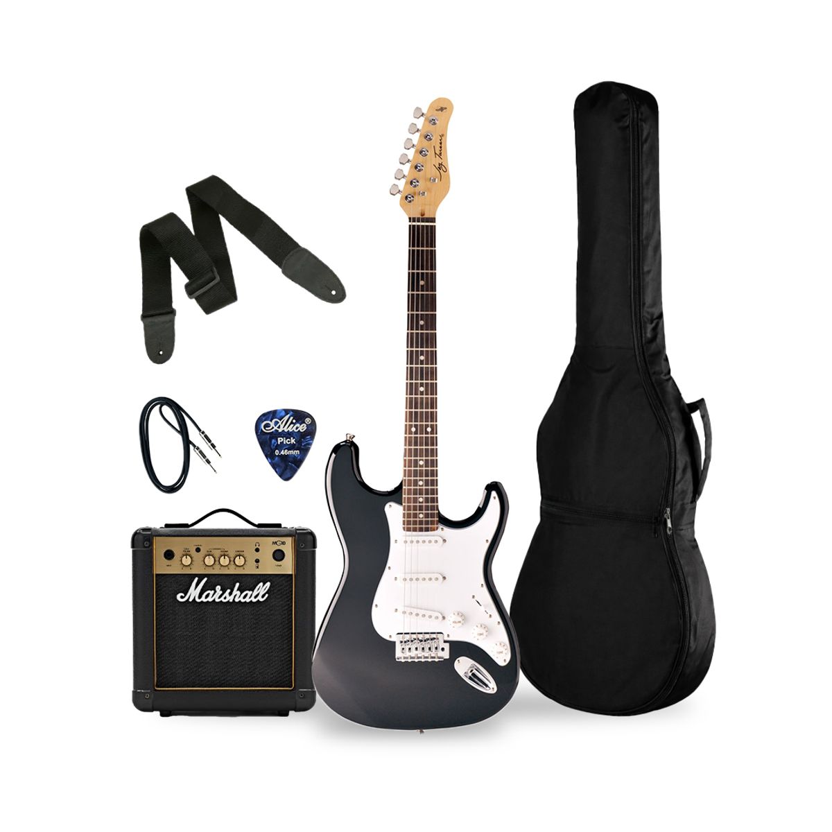 JAY TURSER - PACK GUITARRA ELECTRICA 06 JAY TURSER JT-300-BK-A-U; MARSHALL MG10 AMPLIFICADOR 10W; ACCESORIOS