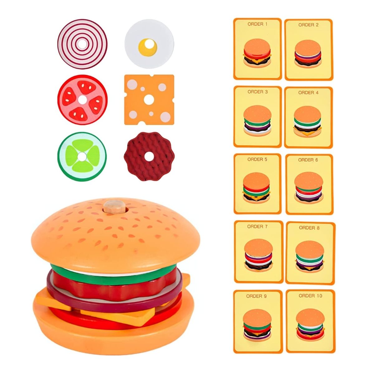GENERICO - Juego Didáctico Hamburguesa de Madera