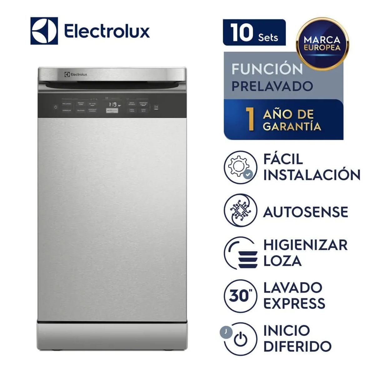ELECTROLUX - Lavavajillas 10 Sets Función Higienizar Acero Inoxidable Electrolux EHFE10T2MSBUS