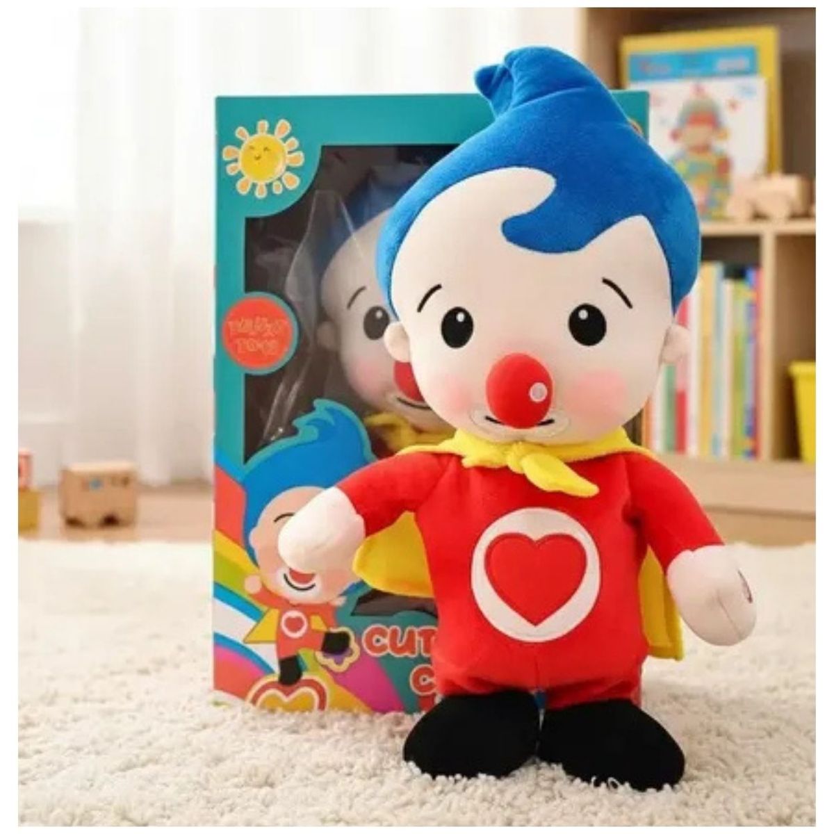 GENERICO - Juguete Peluche Musical Compatible Plim Plim 37cm con Sonido y Capa Amarilla