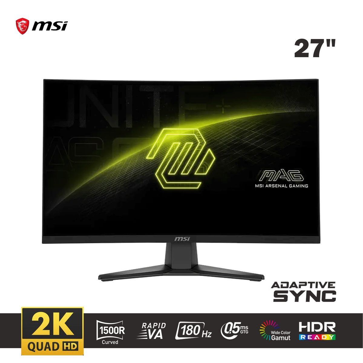 MSI - Monitor MSI MAG 275CQF E18 de 27 QHD 180Hz y 05ms - Ideal para Gamers