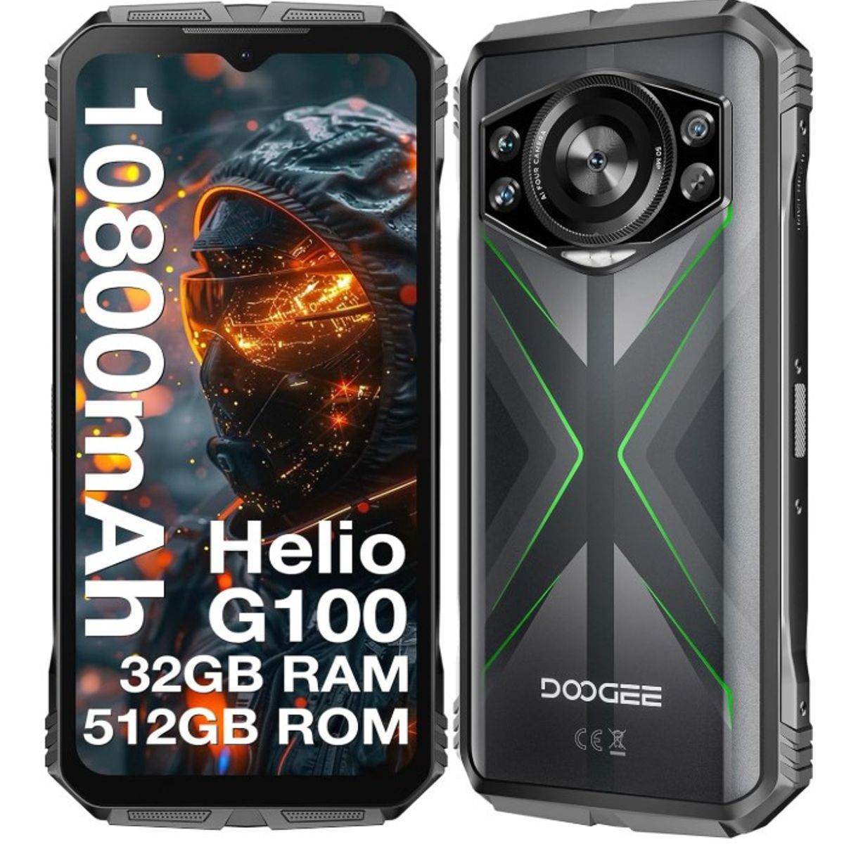 DOOGEE - Celular DOOGEE S118 4G, 32gb Ram, 512gb Rom, Helio G100, 10800 mAh, Verde